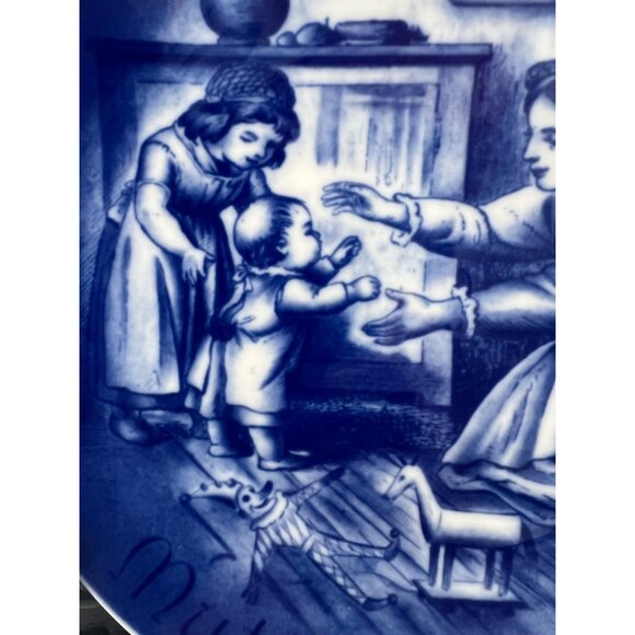 1972 Bareuther Muttertag Plate 7.75" Blue White German Porcelain Mothers Day - Picture 5 of 5